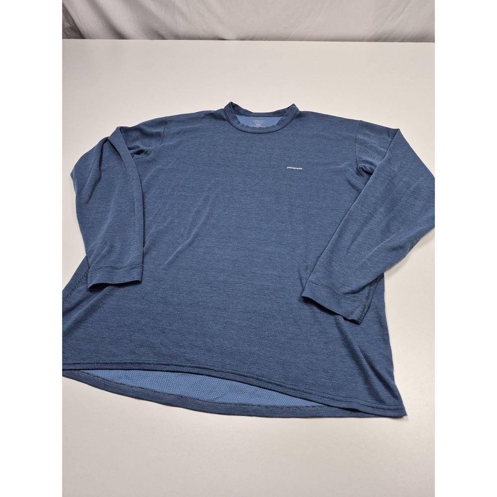 Patagonia Capilene Shirt Mens Large Blue Long Sleeve Thermal Base Layer USA - Picture 2 of 12